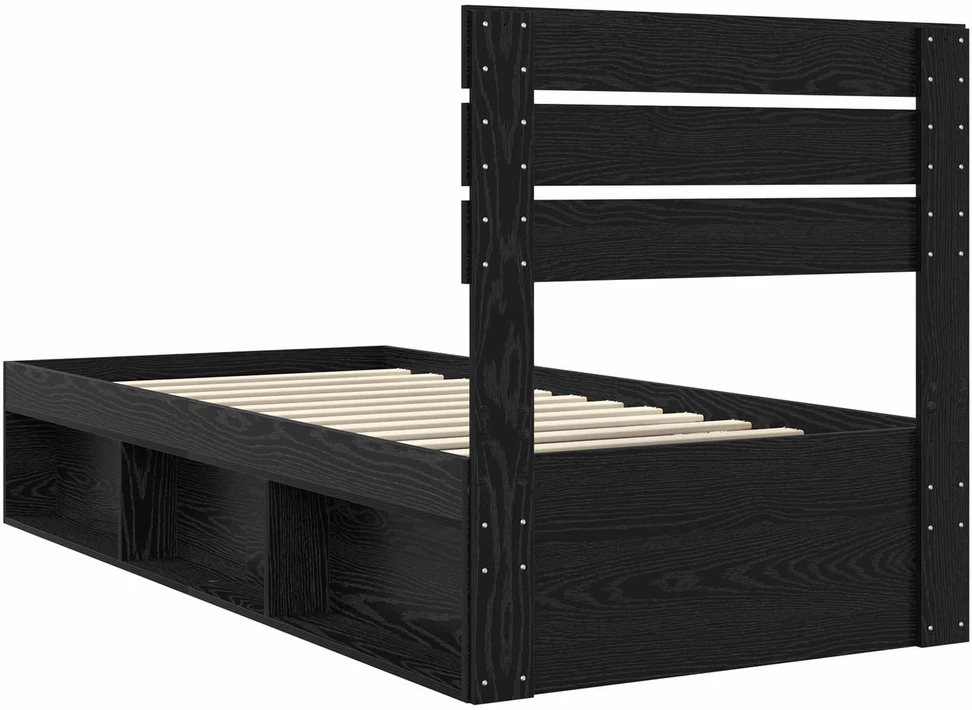Lova Lovos rėmas Juoda 90 x 200 cm Kietos pušies mediena