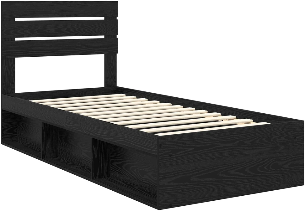 Lova Lovos rėmas Juoda 90 x 200 cm Kietos pušies mediena