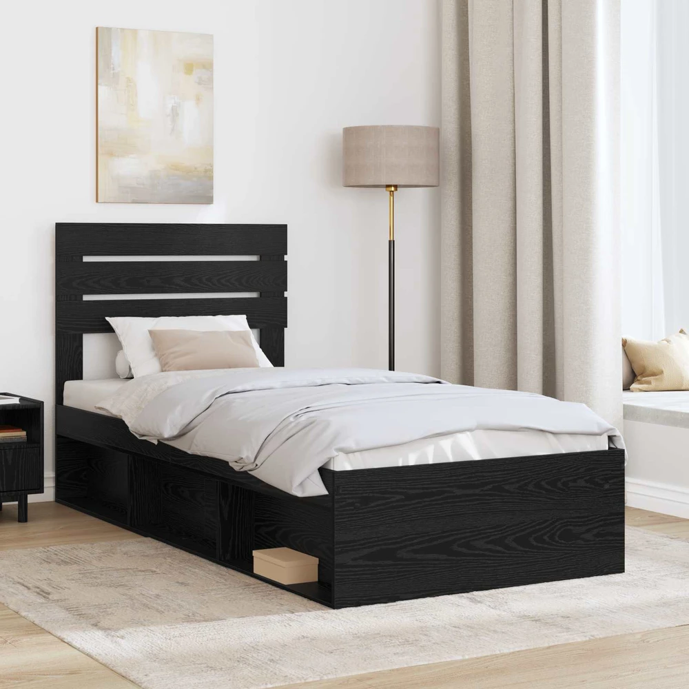 Lova Lovos rėmas Juoda 90 x 200 cm Kietos pušies mediena