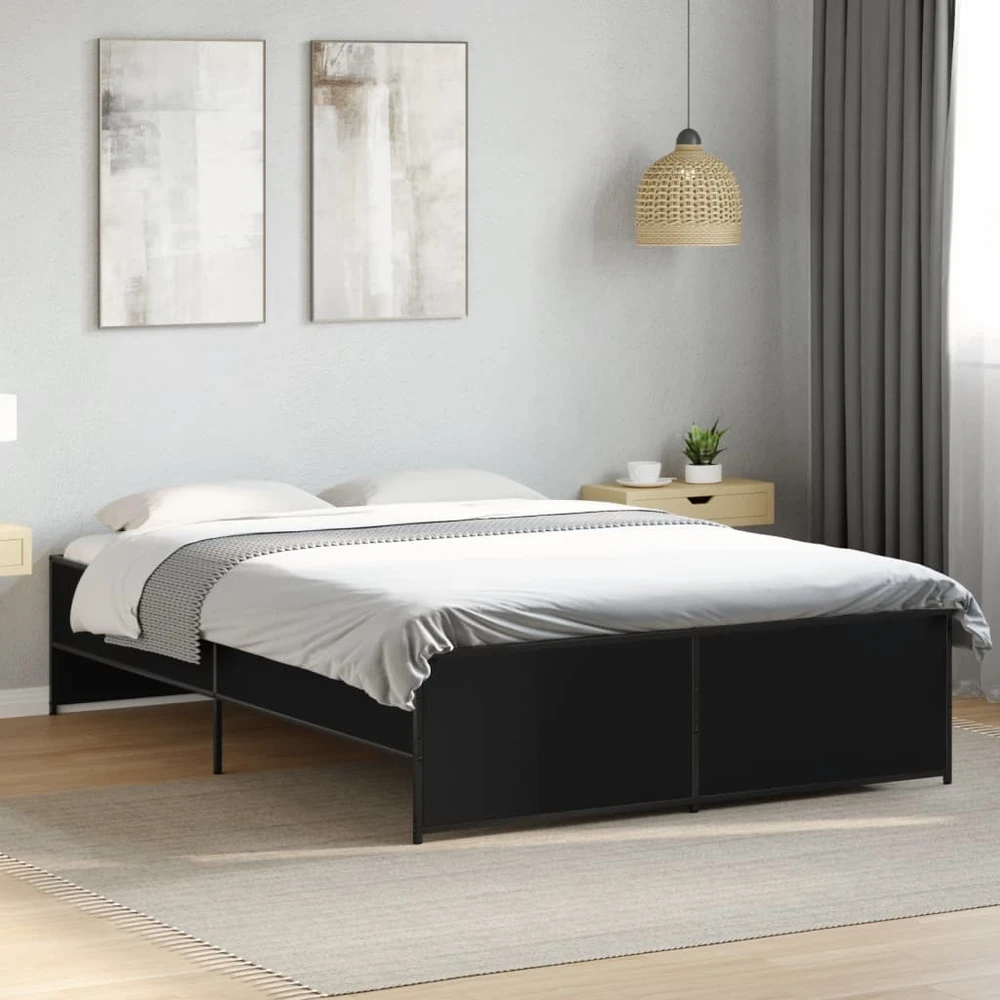 Lova Lovos rėmas, juodas, 135x190cm, apdirbta mediena ir metalas