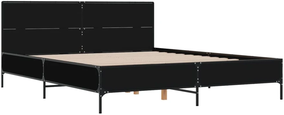 Lovos rėmas, juodas, 140x190cm, apdirbta mediena ir metalas