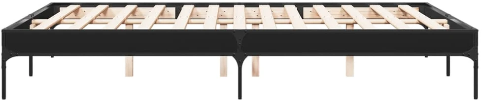 Lovos rėmas, juodas, 140x200cm, apdirbta mediena ir metalas