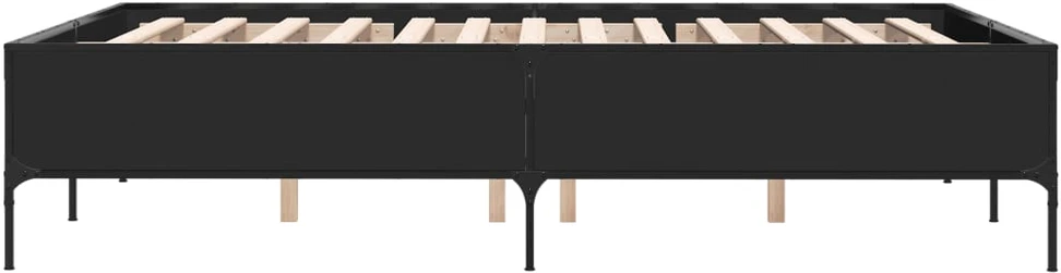 Lovos rėmas, juodas, 160x200cm, apdirbta mediena ir metalas