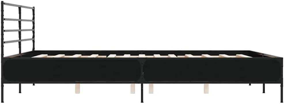 Lovos rėmas, juodas, 200x200cm, apdirbta mediena ir metalas