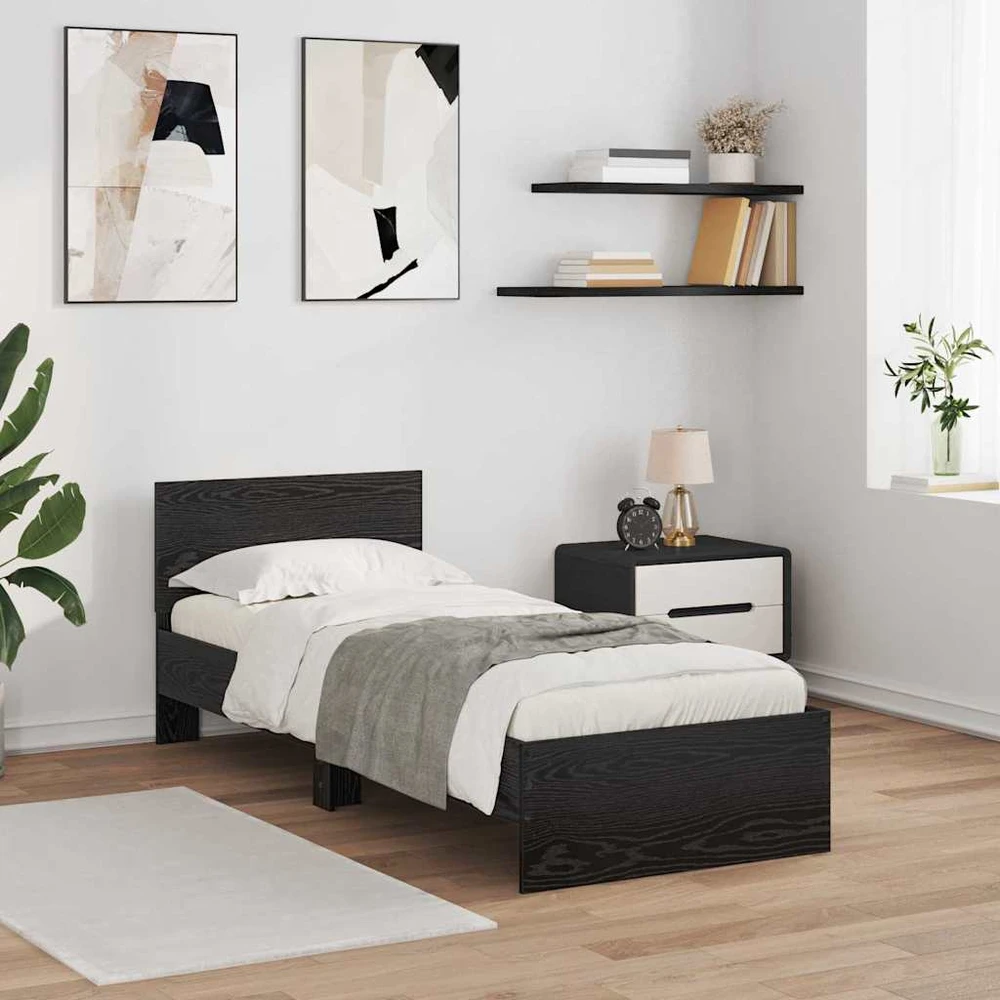 Lova Lovos rėmas Juodas ąžuolas 75 x 190 cm Apdirbta mediena