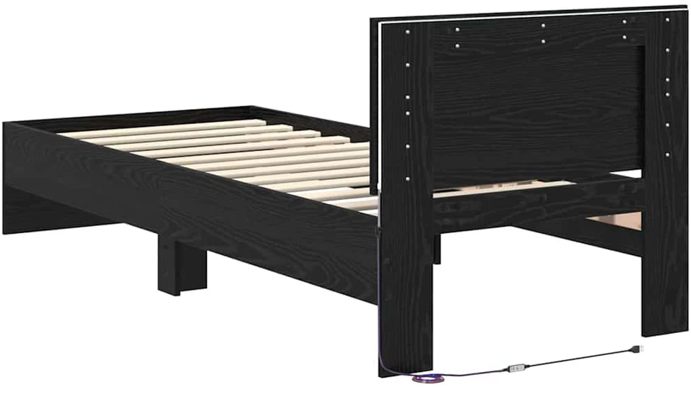 Lova Lovos rėmas Juodas ąžuolas 75 x 190 cm Apdirbta mediena