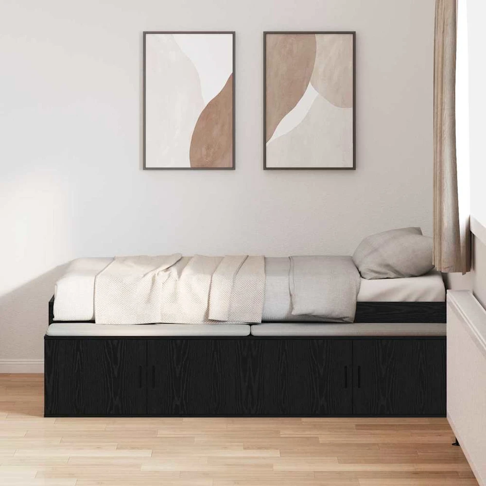 Lova Lovos rėmas Juodas ąžuolas 90 x 200 cm Apdirbta mediena
