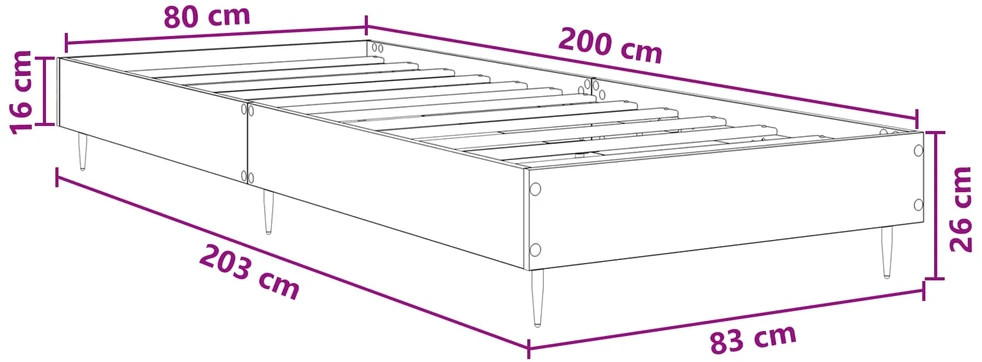 Lova Lovos rėmas Juodojo ąžuolo 80 x 200 cm Apdirbta mediena