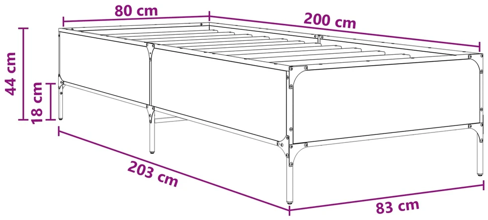 Lova Lovos rėmas Juodojo ąžuolo 80 x 200 cm Apdirbta mediena
