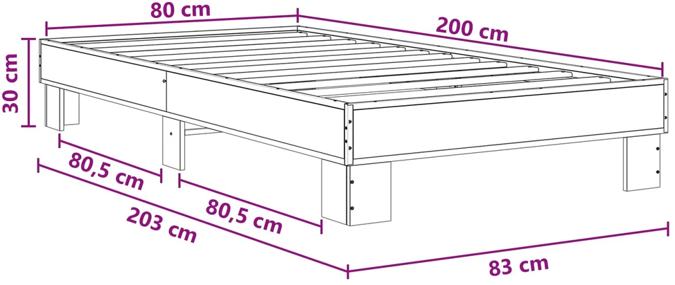 Lova Lovos rėmas Juodojo ąžuolo 80 x 200 cm Apdirbta mediena