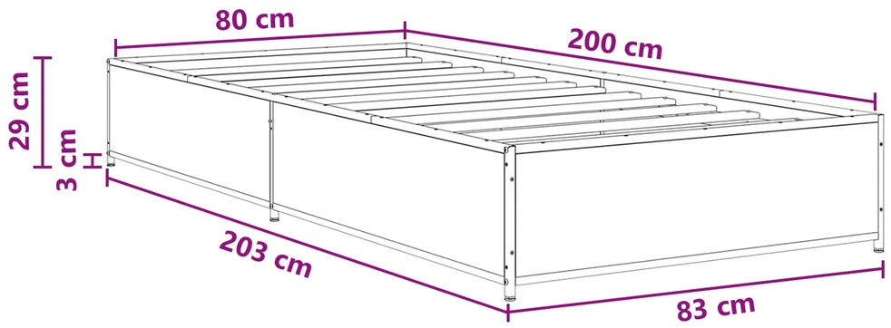 Lova Lovos rėmas Juodojo ąžuolo 80 x 200 cm Apdirbta mediena