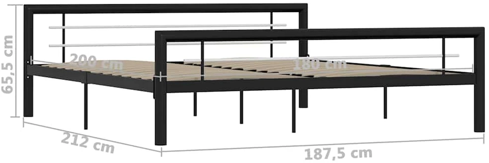 Lovos rėmas, juodos ir baltos spalvos, 180x200cm, metalas