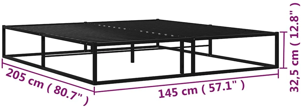 Lovos rėmas, juodos spalvos, 140x200cm, metalas
