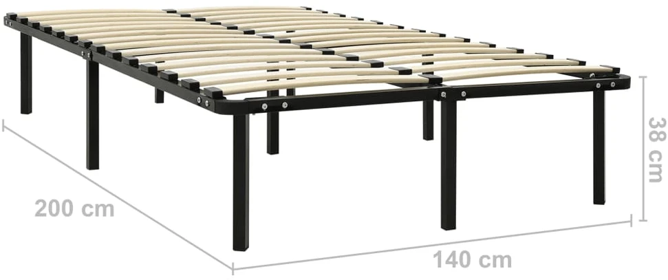 Lovos rėmas, juodos spalvos, 140x200cm, metalas
