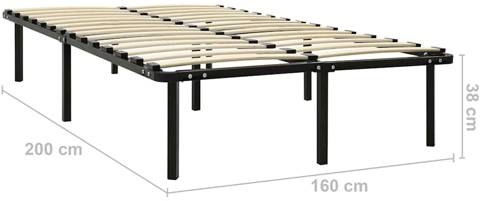 Lovos rėmas, juodos spalvos, 160x200cm, metalas