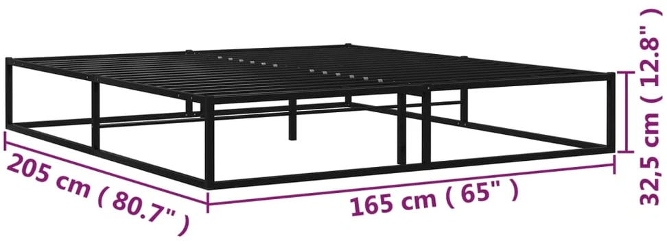 Lovos rėmas, juodos spalvos, 160x200cm, metalas