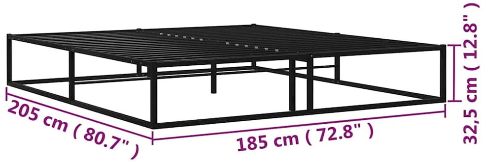 Lovos rėmas, juodos spalvos, 180x200cm, metalas