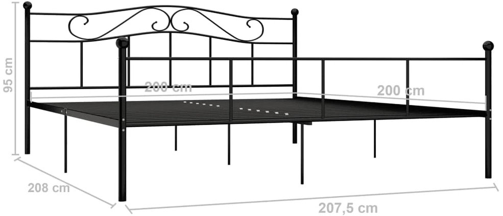 Lovos rėmas, juodos spalvos, 200x200cm, metalas