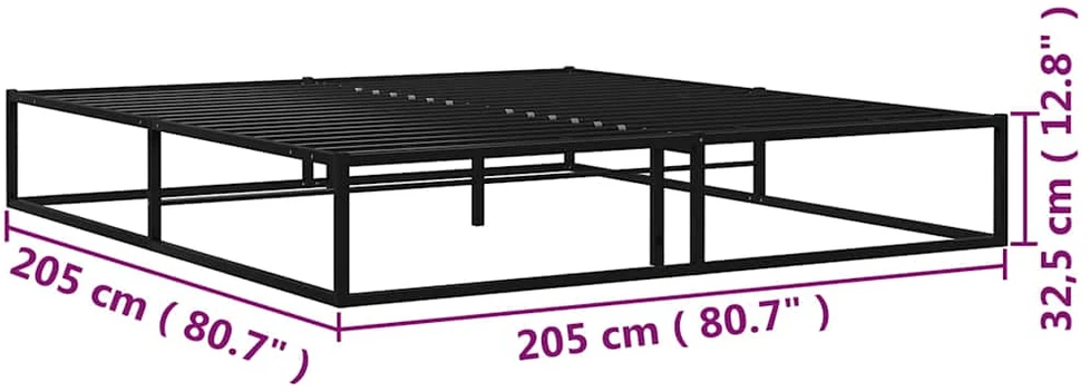 Lovos rėmas, juodos spalvos, 200x200cm, metalas
