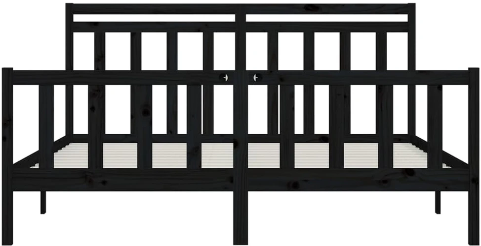 Lovos rėmas, juodos spalvos, 200x200cm, pušies medienos masyvas