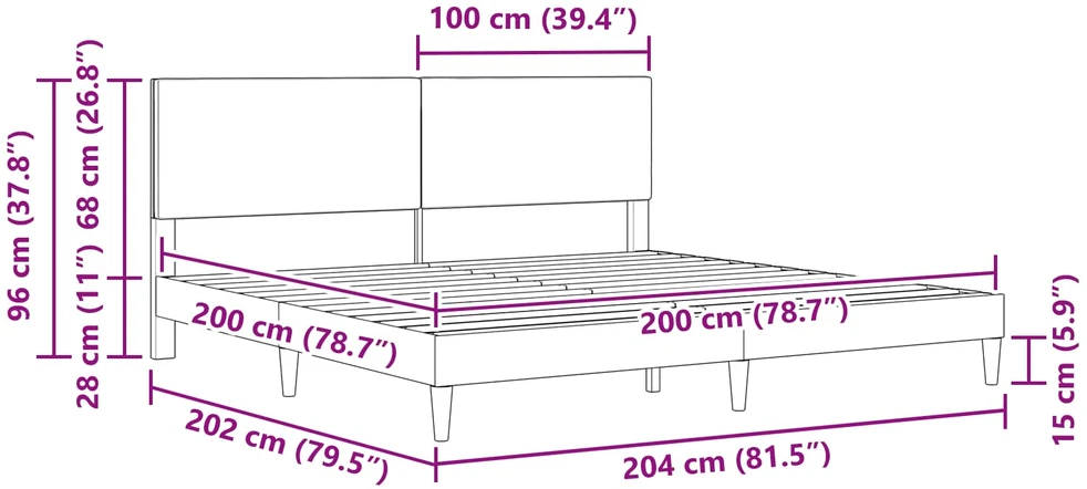 Lovos rėmas Kreminė 200 x 200 cm Kordūrinis audinys