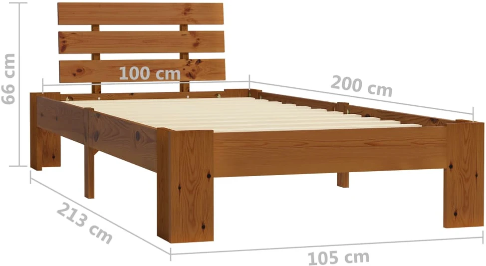 Lovos rėmas, medaus rudos sp., 100x200 cm, pušies med. masyvas