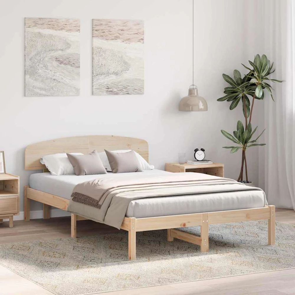 Lova Lovos rėmas Natūrali 120 x 190 cm Kietos pušies mediena