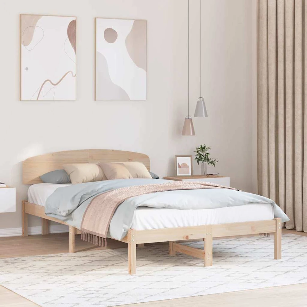 Lova Lovos rėmas Natūrali 120 x 190 cm Kietos pušies mediena