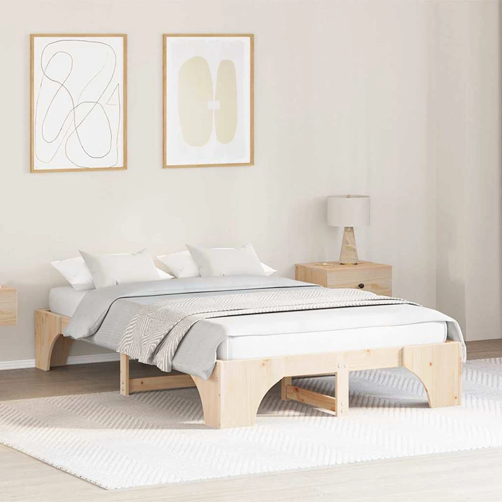Lova Lovos rėmas Natūrali 120 x 200 cm Kietos pušies mediena