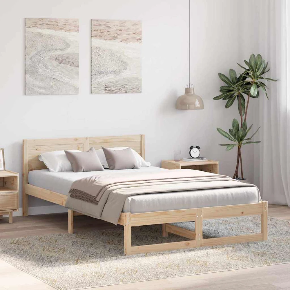 Lova Lovos rėmas Natūrali 120 x 200 cm Kietos pušies mediena