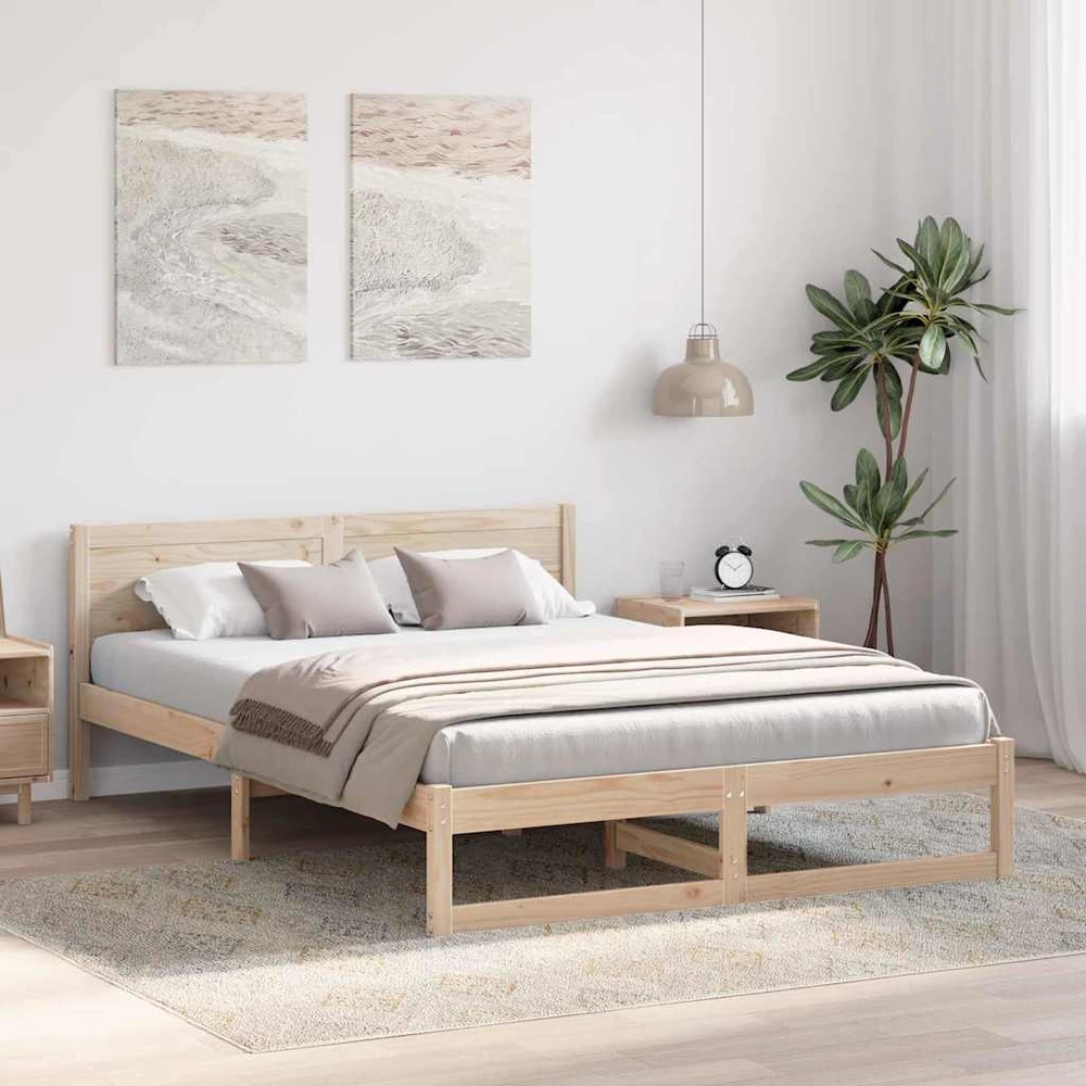 Lovos rėmas Natūrali 150 x 200 cm Kietos pušies mediena