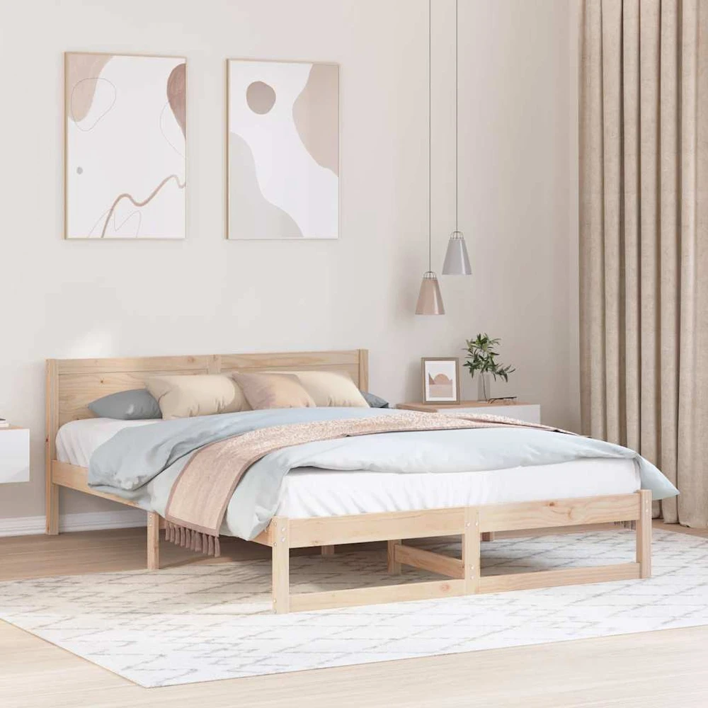 Lovos rėmas Natūrali 150 x 200 cm Kietos pušies mediena