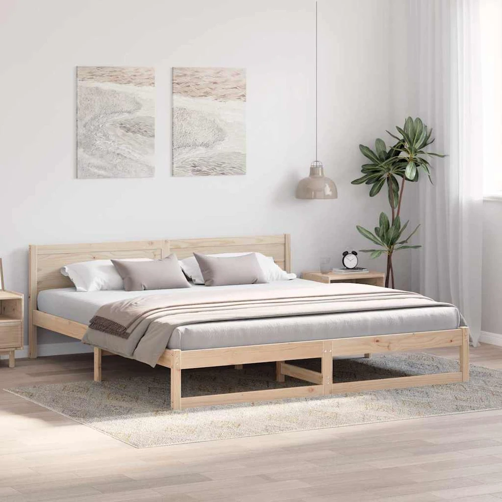 Lovos rėmas Natūrali 200 x 200 cm Kietos pušies mediena