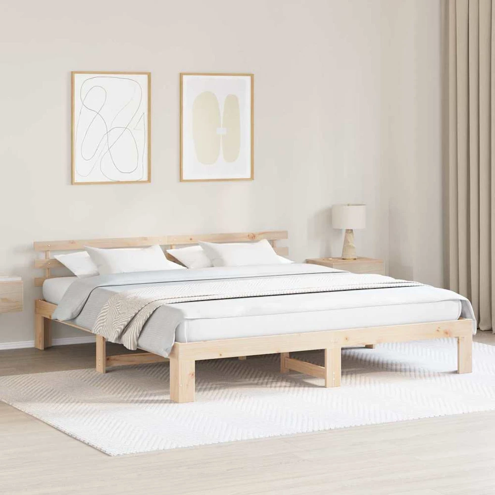Lovos rėmas Natūrali 200 x 200 cm Kietos pušies mediena