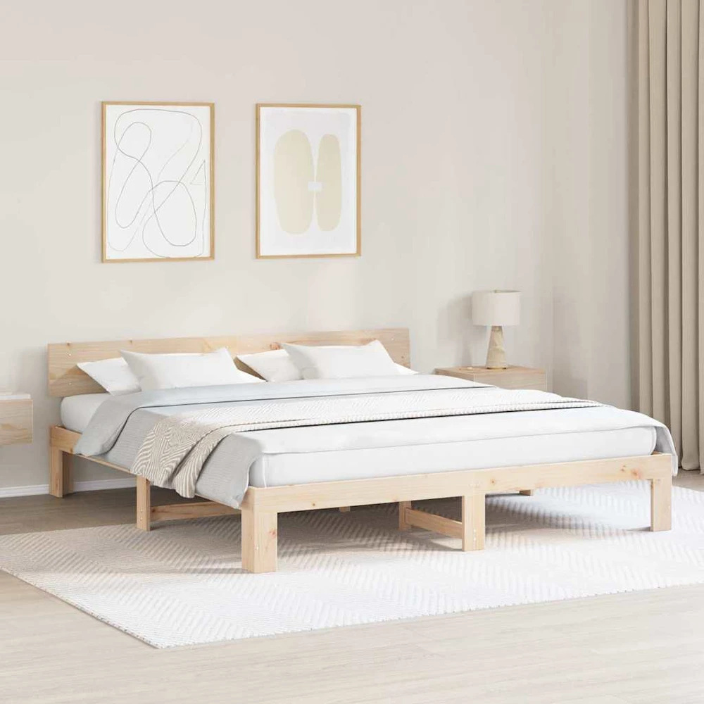 Lovos rėmas Natūrali 200 x 200 cm Kietos pušies mediena