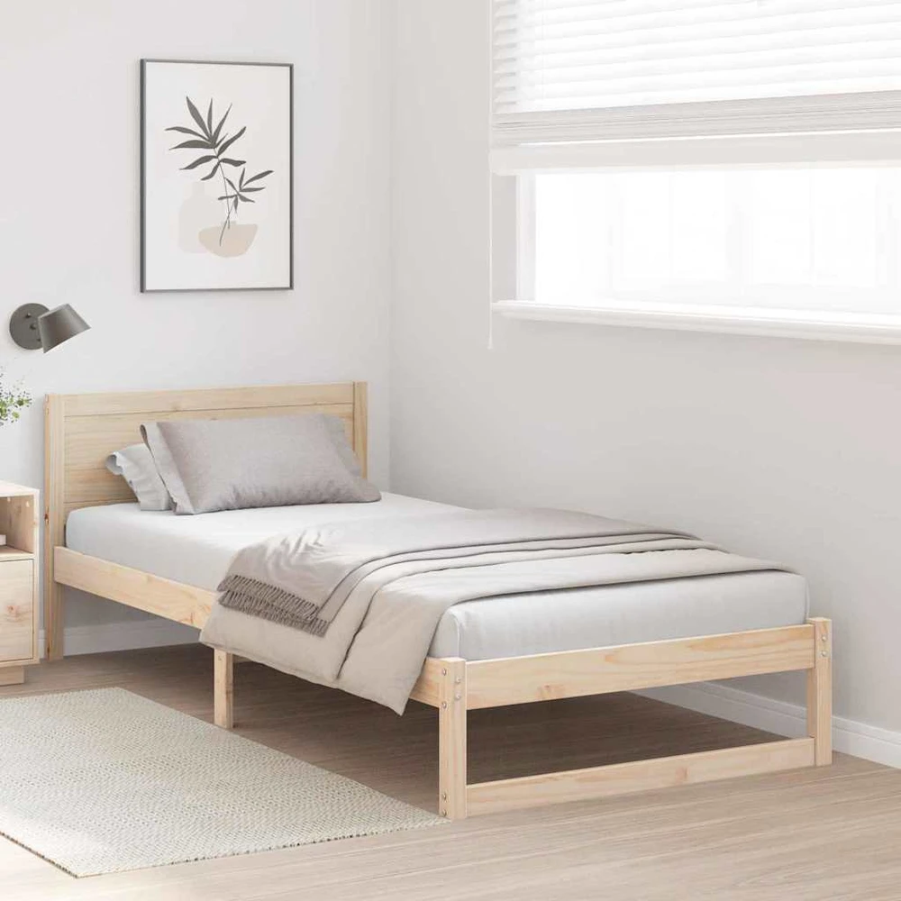 Lova Lovos rėmas Natūrali 75 x 190 cm Kietos pušies mediena