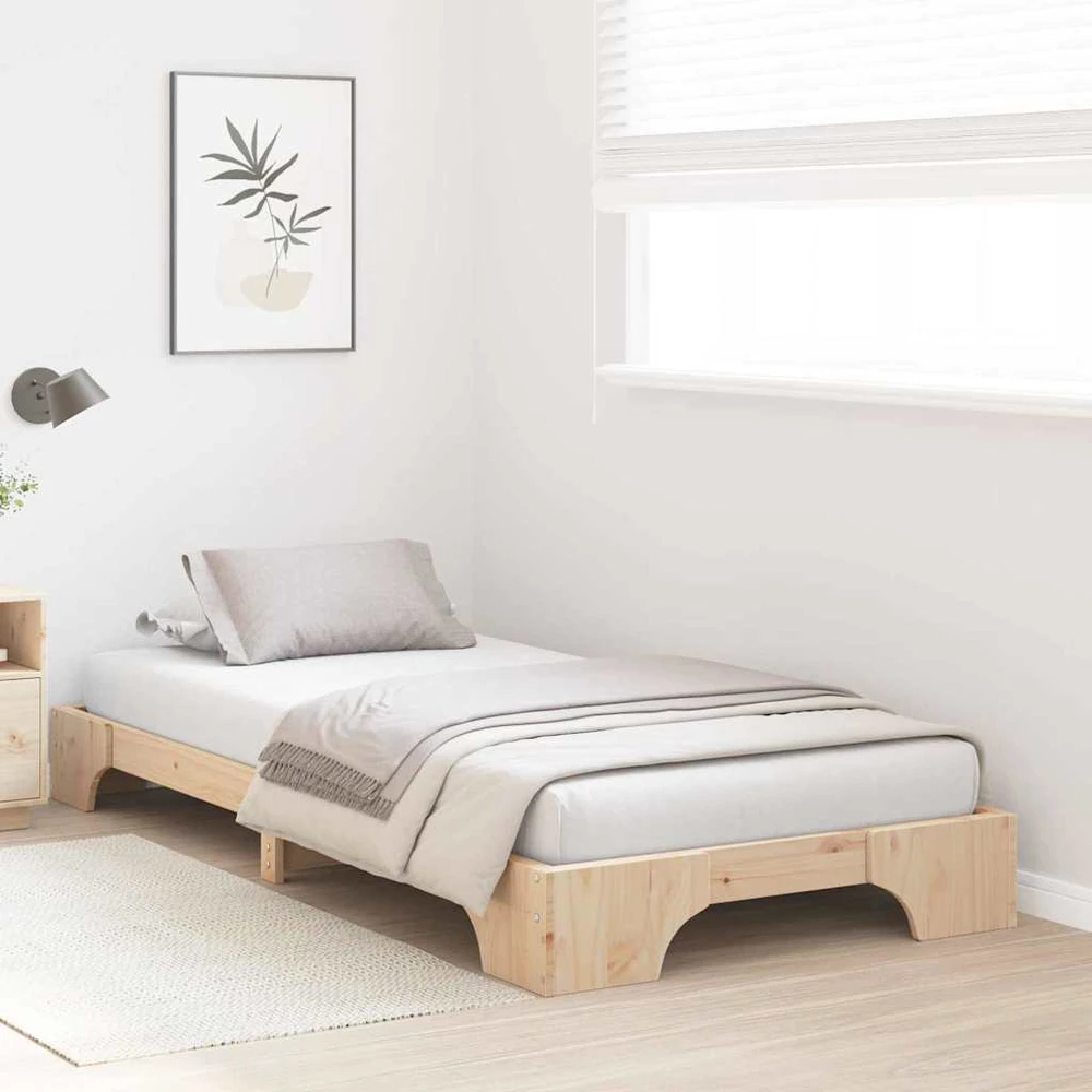 Lova Lovos rėmas Natūrali 90 x 190 cm Kietos pušies mediena