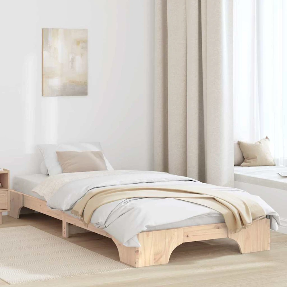 Lova Lovos rėmas Natūrali 90 x 190 cm Kietos pušies mediena