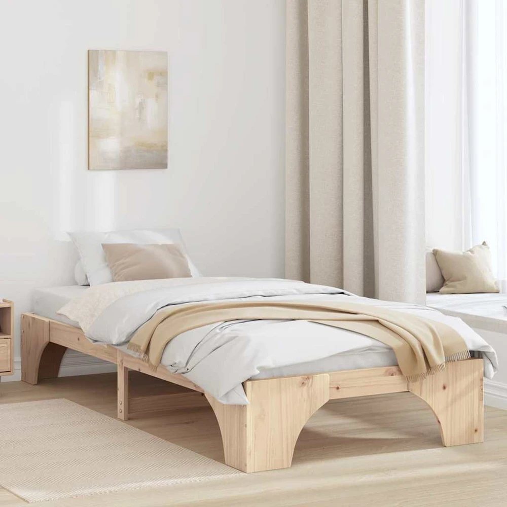Lova Lovos rėmas Natūrali 90 x 200 cm Kietos pušies mediena