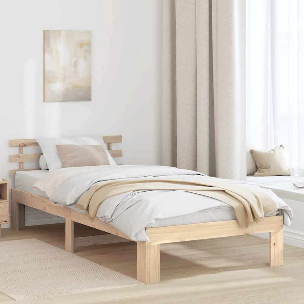 Lova Lovos rėmas Natūrali 90 x 200 cm Kietos pušies mediena