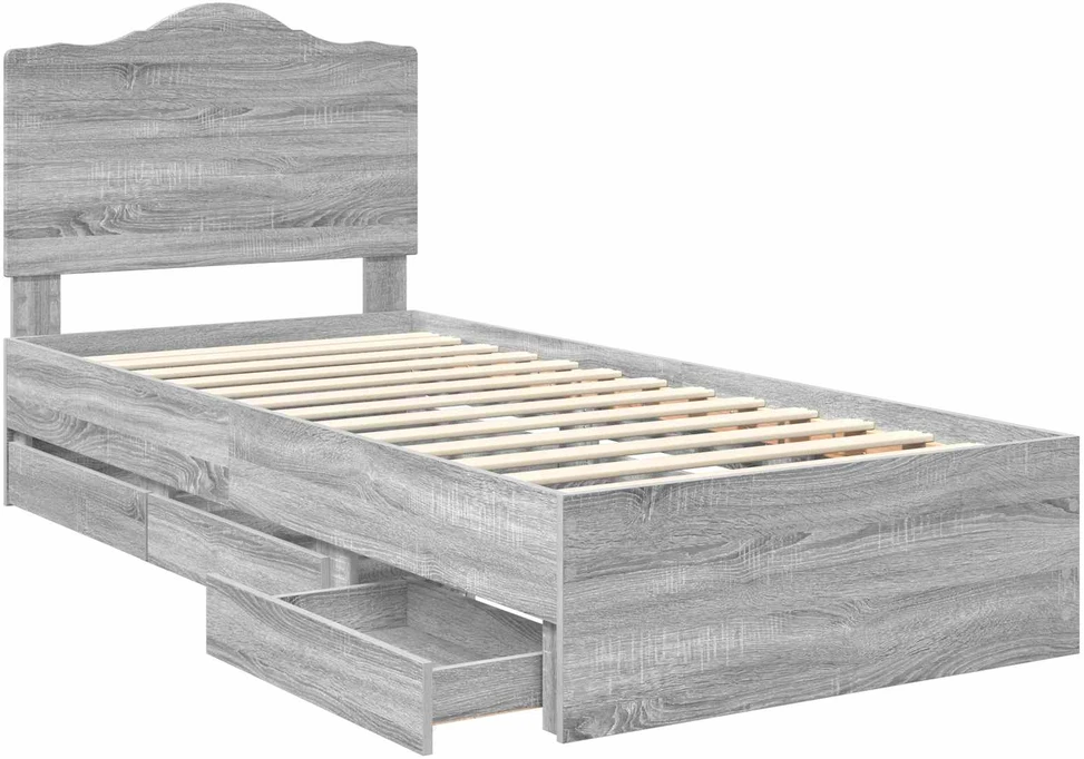 Lova Lovos rėmas Pilka Sonoma 75 x 190 cm Inžinerinė mediena