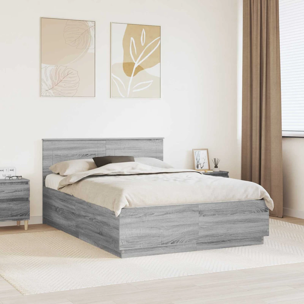 Lovos rėmas Pilka sonoma ąžuolo 150 x 200 cm Apdirbta mediena