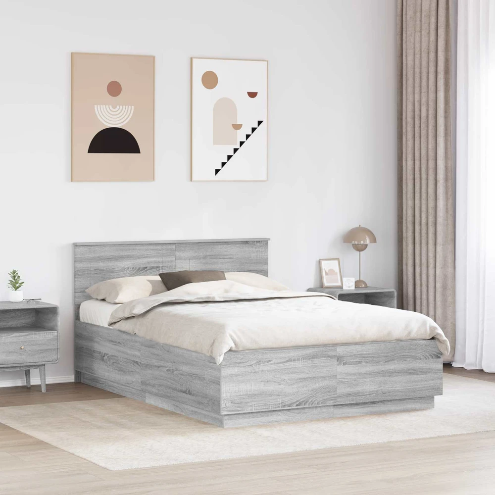 Lovos rėmas Pilka sonoma ąžuolo 160 x 200 cm Apdirbta mediena