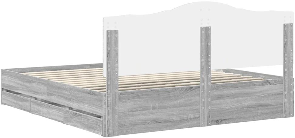 Lovos rėmas Pilka sonoma ąžuolo 200 x 200 cm Inžinerinė mediena