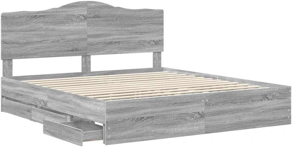 Lovos rėmas Pilka sonoma ąžuolo 200 x 200 cm Inžinerinė mediena