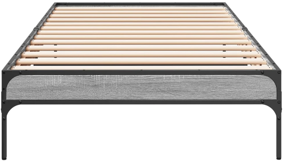 Lovos rėmas, pilkas ąžuolo, 100x200cm, apdirbta mediena/metalas