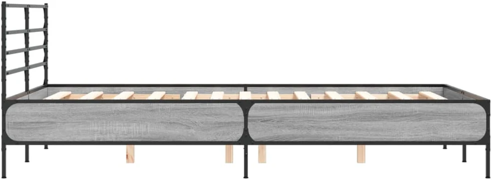 Lovos rėmas, pilkas ąžuolo, 120x190cm, apdirbta mediena/metalas