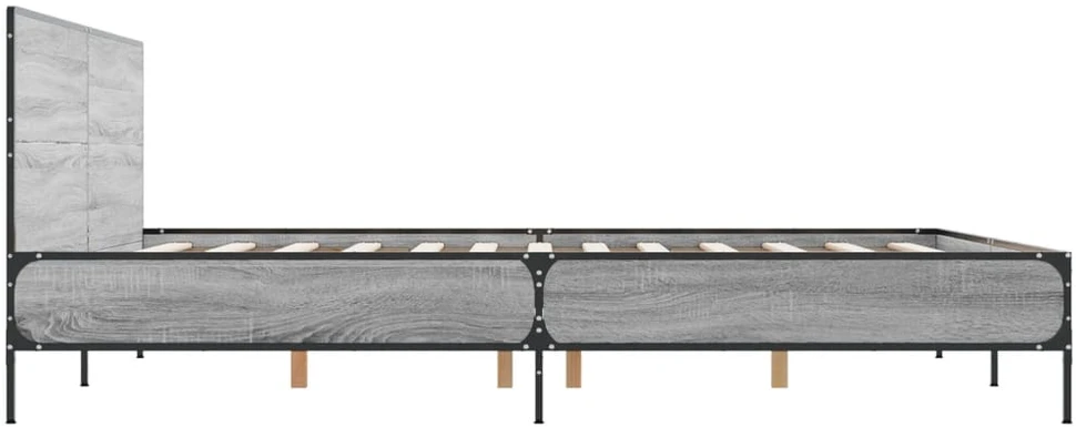 Lovos rėmas, pilkas ąžuolo, 120x200cm, apdirbta mediena/metalas