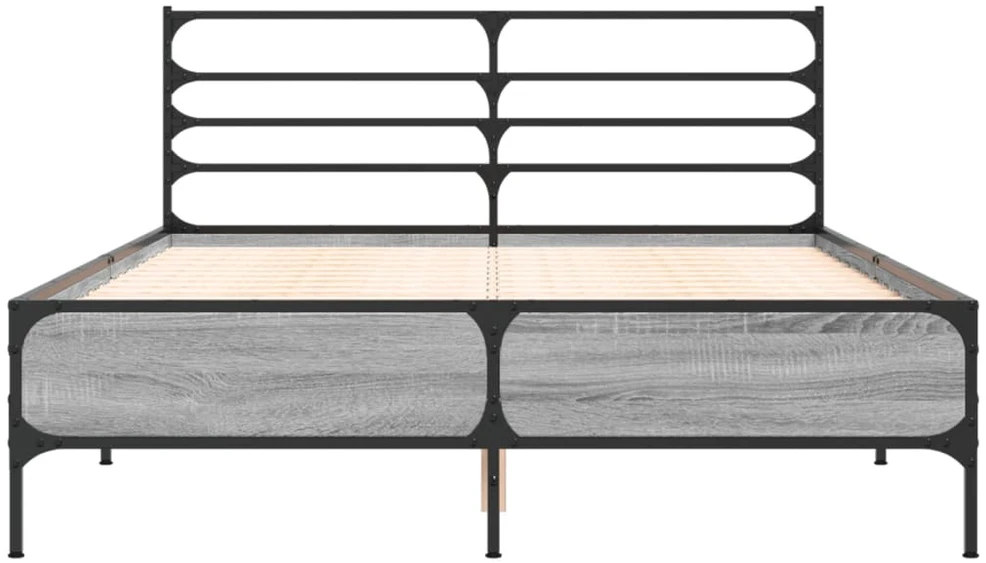 Lovos rėmas, pilkas ąžuolo, 120x200cm, apdirbta mediena/metalas