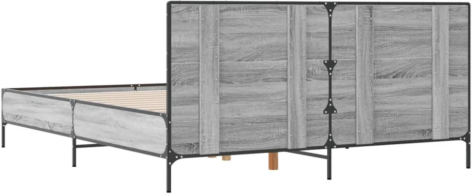 Lovos rėmas, pilkas ąžuolo, 120x200cm, apdirbta mediena/metalas